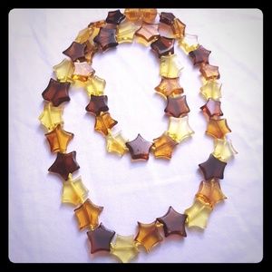 Multicolor baltic amber star necklace 18.5"
